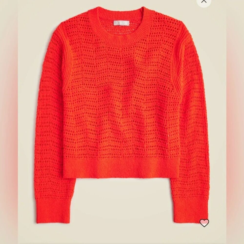 J.Crew Pointelle Crewneck Sweater in Scarlet Heat